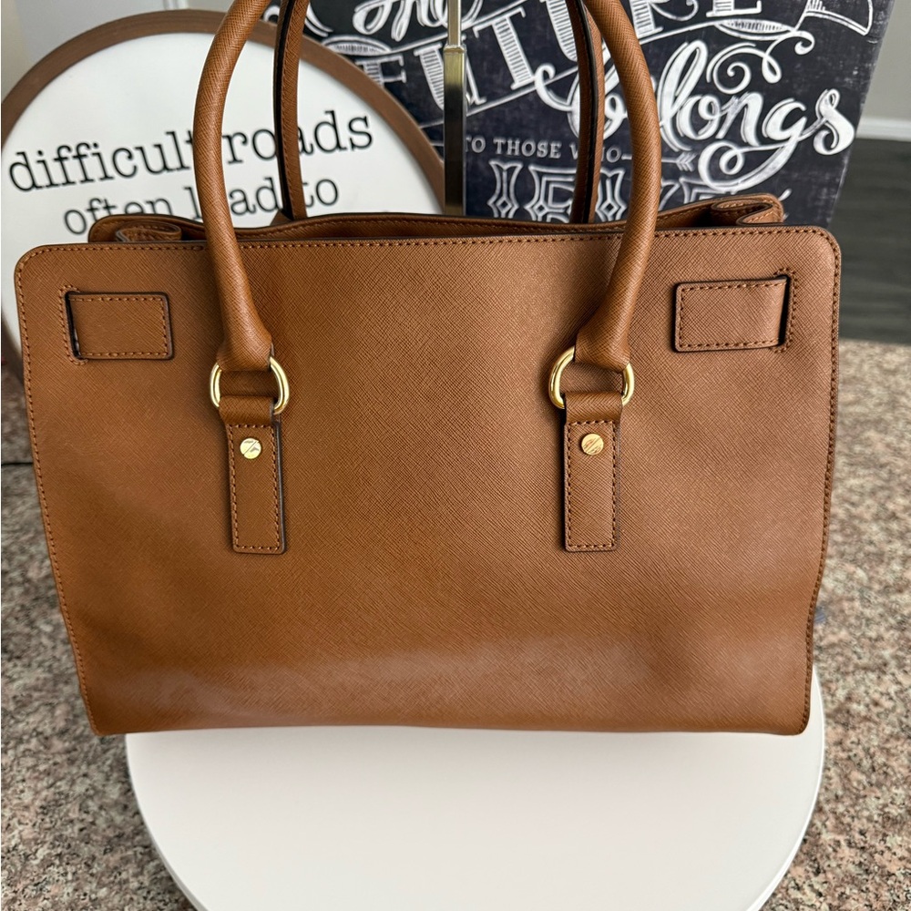 MICHAEL KORS Hamilton Medium Color-Brown Leather Satchel EUC - Picture 2 of 3